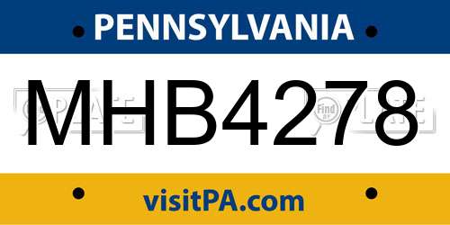 MHB4278 Pennsylvania License Plate