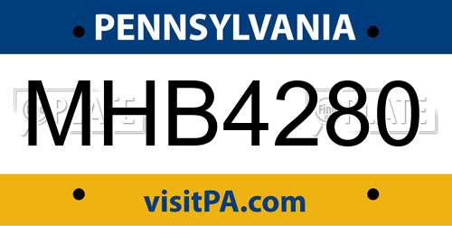 MHB4280 Pennsylvania License Plate