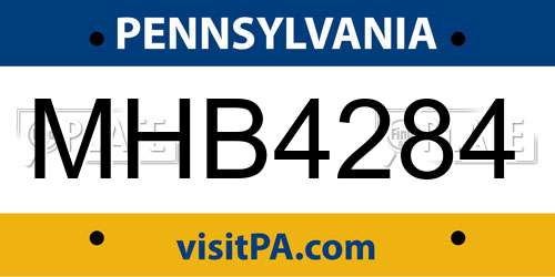 MHB4284 Pennsylvania License Plate