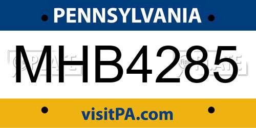 MHB4285 Pennsylvania License Plate
