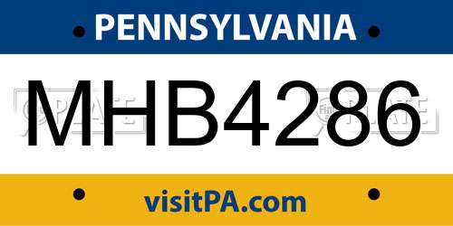 MHB4286 Pennsylvania License Plate