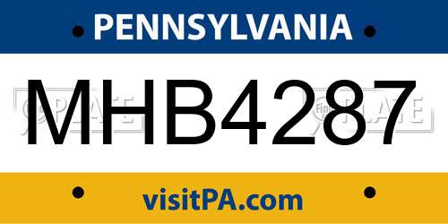 MHB4287 Pennsylvania License Plate