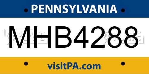 MHB4288 Pennsylvania License Plate