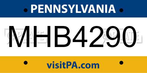 MHB4290 Pennsylvania License Plate