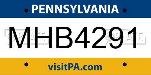 MHB4291 Pennsylvania License Plate