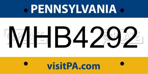 MHB4292 Pennsylvania License Plate