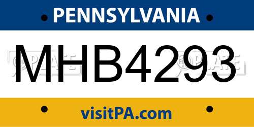 MHB4293 Pennsylvania License Plate