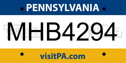 MHB4294 Pennsylvania License Plate
