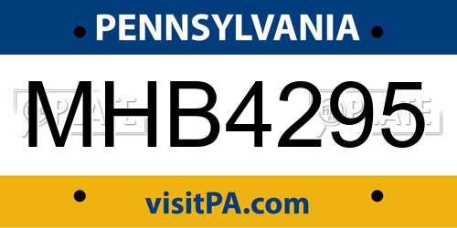 MHB4295 Pennsylvania License Plate