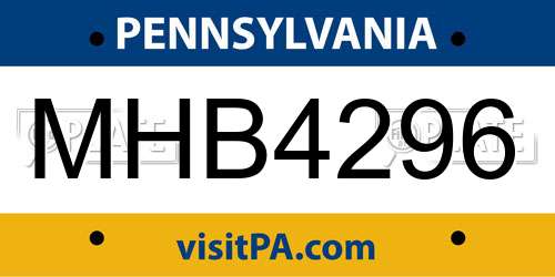 MHB4296 Pennsylvania License Plate