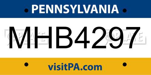MHB4297 Pennsylvania License Plate