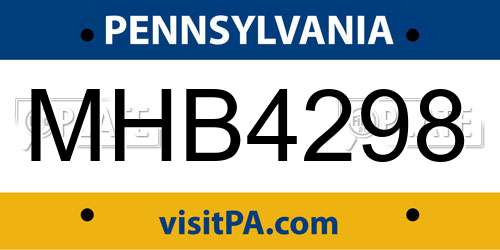 MHB4298 Pennsylvania License Plate