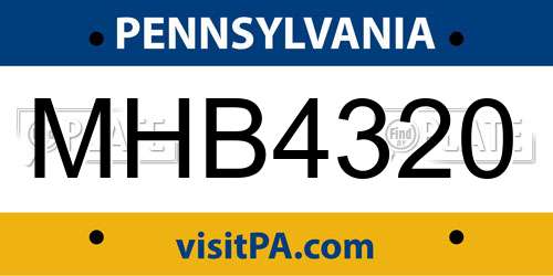MHB4320 Pennsylvania License Plate