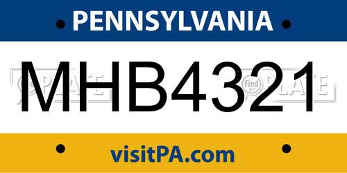 MHB4321 Pennsylvania License Plate