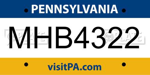 MHB4322 Pennsylvania License Plate