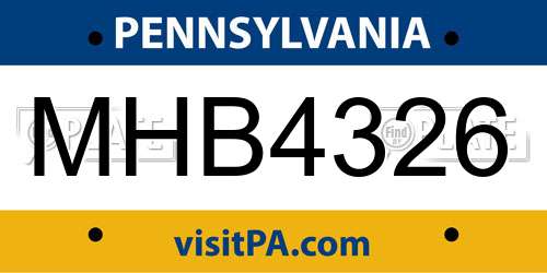 MHB4326 Pennsylvania License Plate
