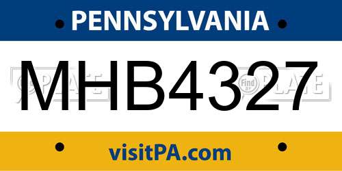 MHB4327 Pennsylvania License Plate