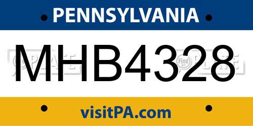 MHB4328 Pennsylvania License Plate