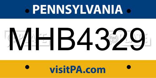 MHB4329 Pennsylvania License Plate