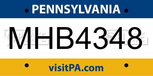 MHB4348 Pennsylvania License Plate