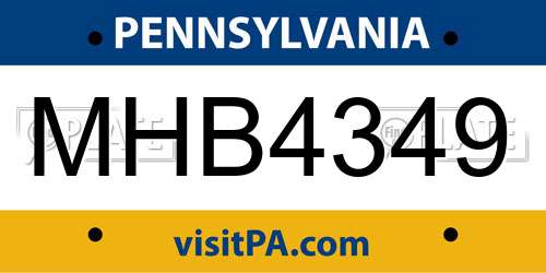 MHB4349 Pennsylvania License Plate