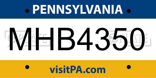 MHB4350 Pennsylvania License Plate
