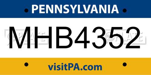 MHB4352 Pennsylvania License Plate