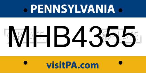 MHB4355 Pennsylvania License Plate