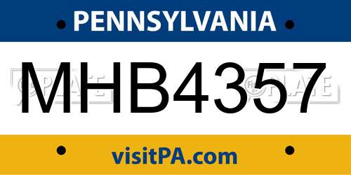 MHB4357 Pennsylvania License Plate