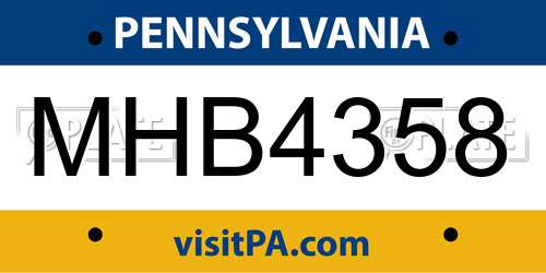 MHB4358 Pennsylvania License Plate