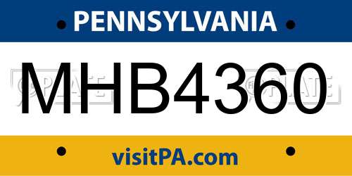 MHB4360 Pennsylvania License Plate
