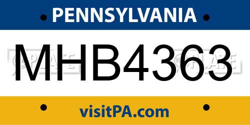 MHB4363 Pennsylvania License Plate