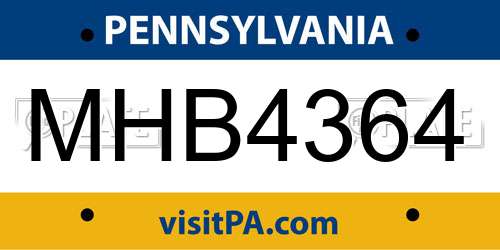 MHB4364 Pennsylvania License Plate