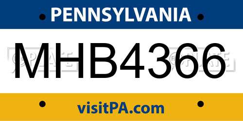 MHB4366 Pennsylvania License Plate
