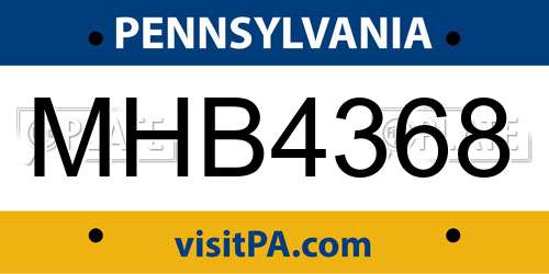 MHB4368 Pennsylvania License Plate