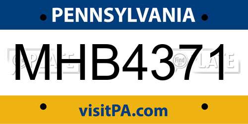 MHB4371 Pennsylvania License Plate