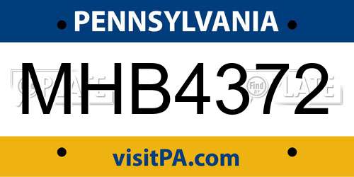 MHB4372 Pennsylvania License Plate