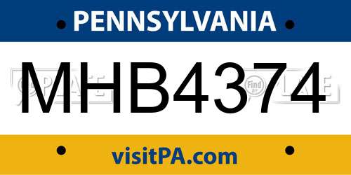 MHB4374 Pennsylvania License Plate