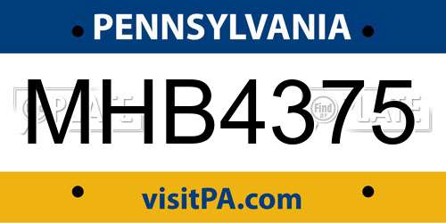 MHB4375 Pennsylvania License Plate