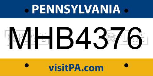 MHB4376 Pennsylvania License Plate