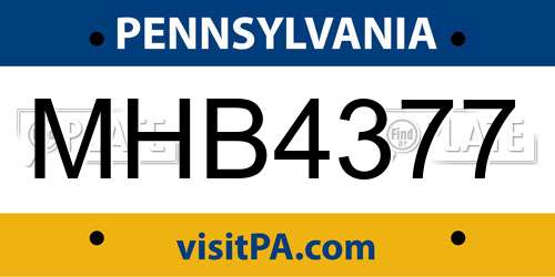 MHB4377 Pennsylvania License Plate