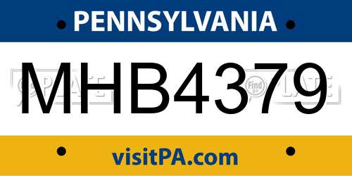 MHB4379 Pennsylvania License Plate