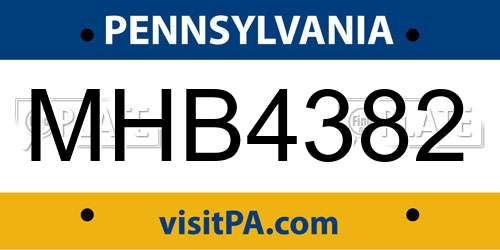 MHB4382 Pennsylvania License Plate