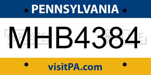 MHB4384 Pennsylvania License Plate
