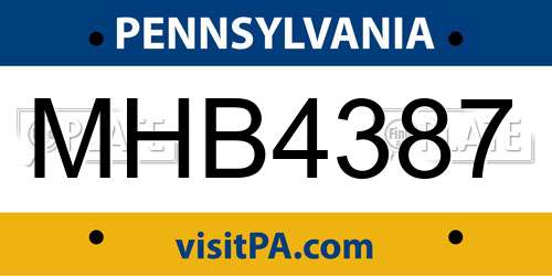 MHB4387 Pennsylvania License Plate