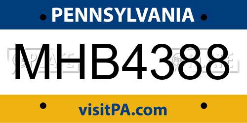 MHB4388 Pennsylvania License Plate