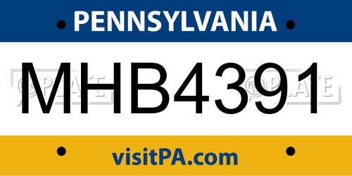 MHB4391 Pennsylvania License Plate