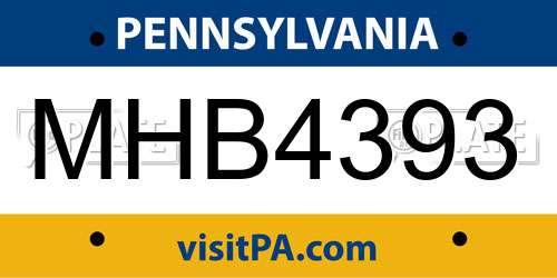 MHB4393 Pennsylvania License Plate