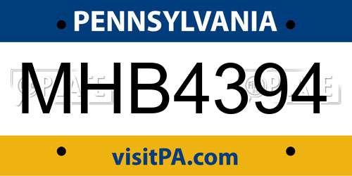 MHB4394 Pennsylvania License Plate