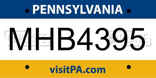MHB4395 Pennsylvania License Plate